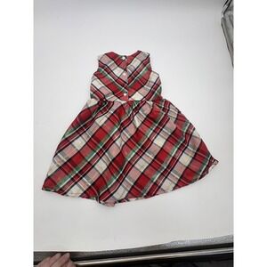 Nannette Dress Girls 4 Red Plaid Fit & Flare Bow Party Christmas Knee Length